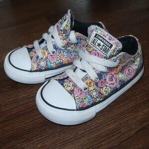 Toddler Girls Converse Floral Roses Chuck Taylors Sneakers Casual Shoes size 6